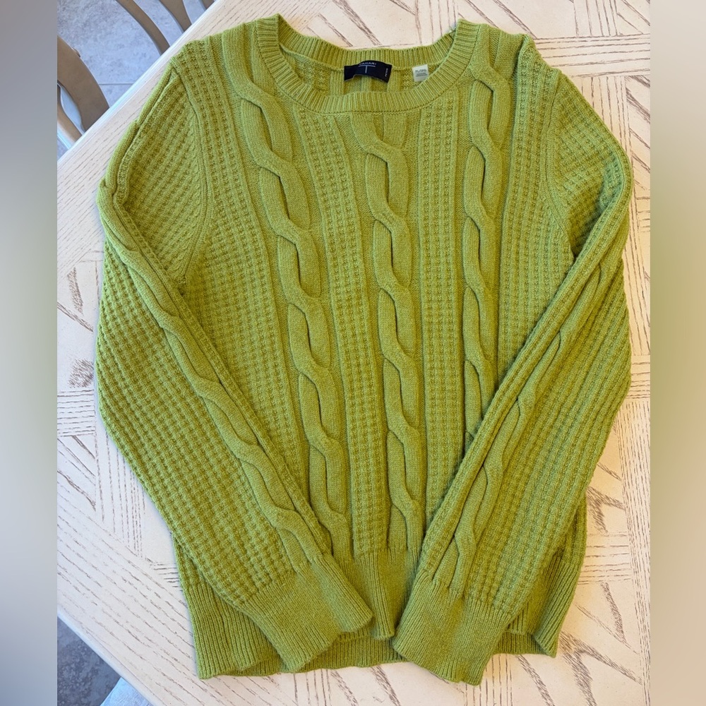 Tahari Chartreuse Knit Sweater / Soft Sweater